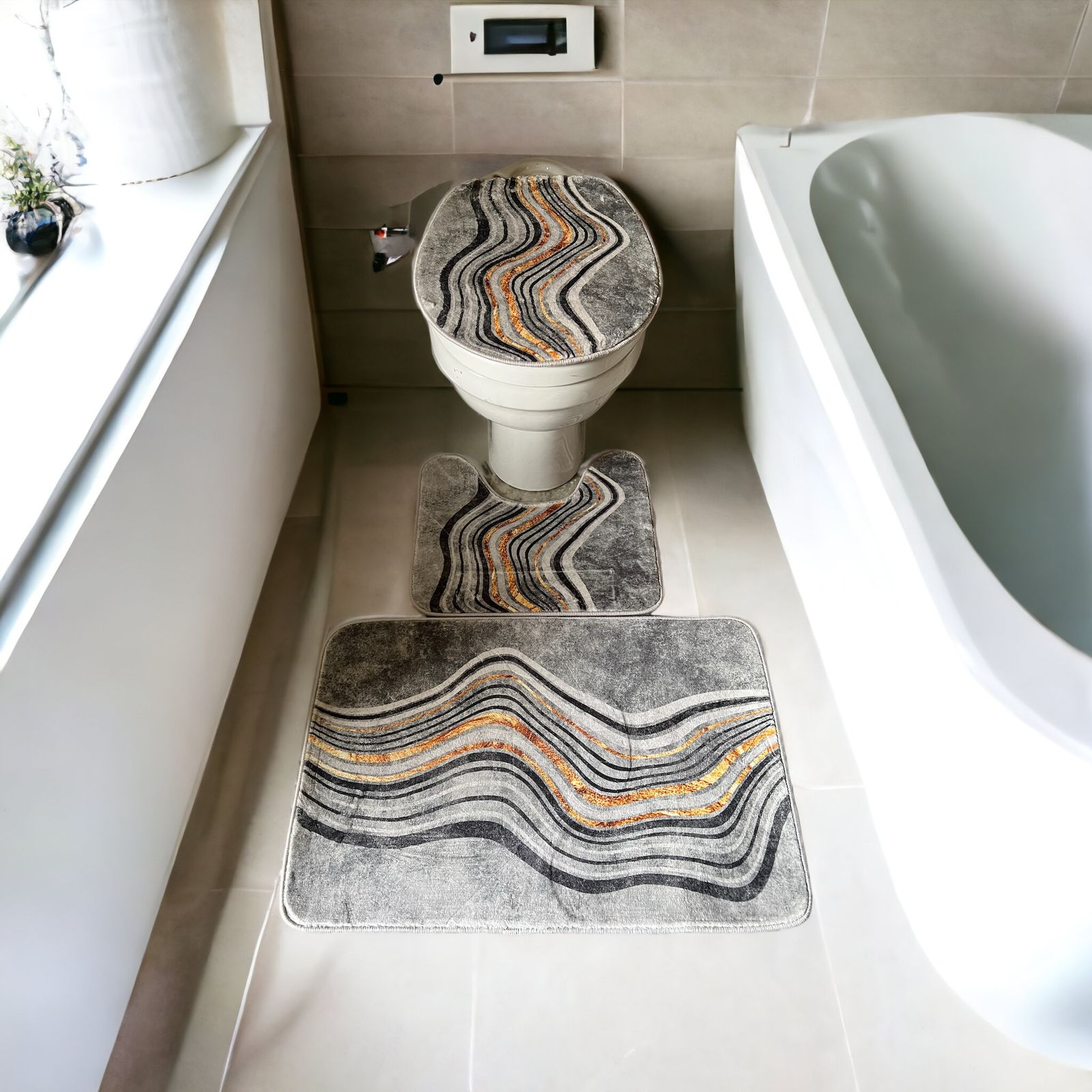 BATHROOM SOFT PRINTED RUGS SET